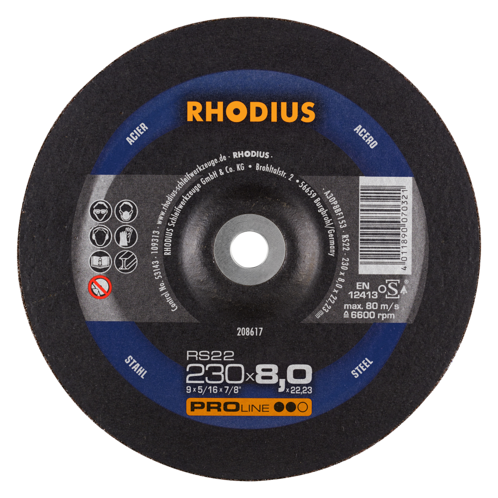 10x Rhodius Schruppscheibe RS22 230 x 8,0 x 22,23