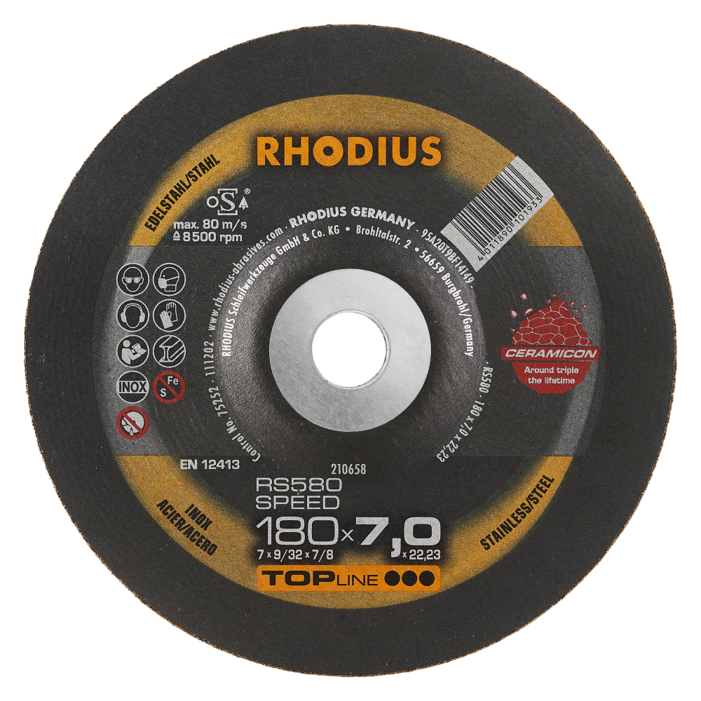 10x Rhodius Schruppscheibe RS580 EXTENDED 180 x 7,0 x 22,23